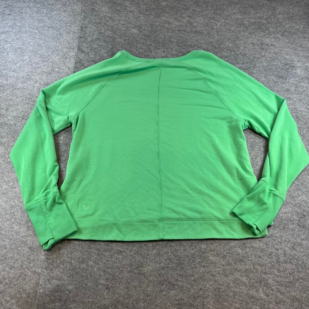 Athleta Women Coaster Luxe Sweatshirt Green Activewear Lounge M Thumbhole Soft - Picture 2 of 6